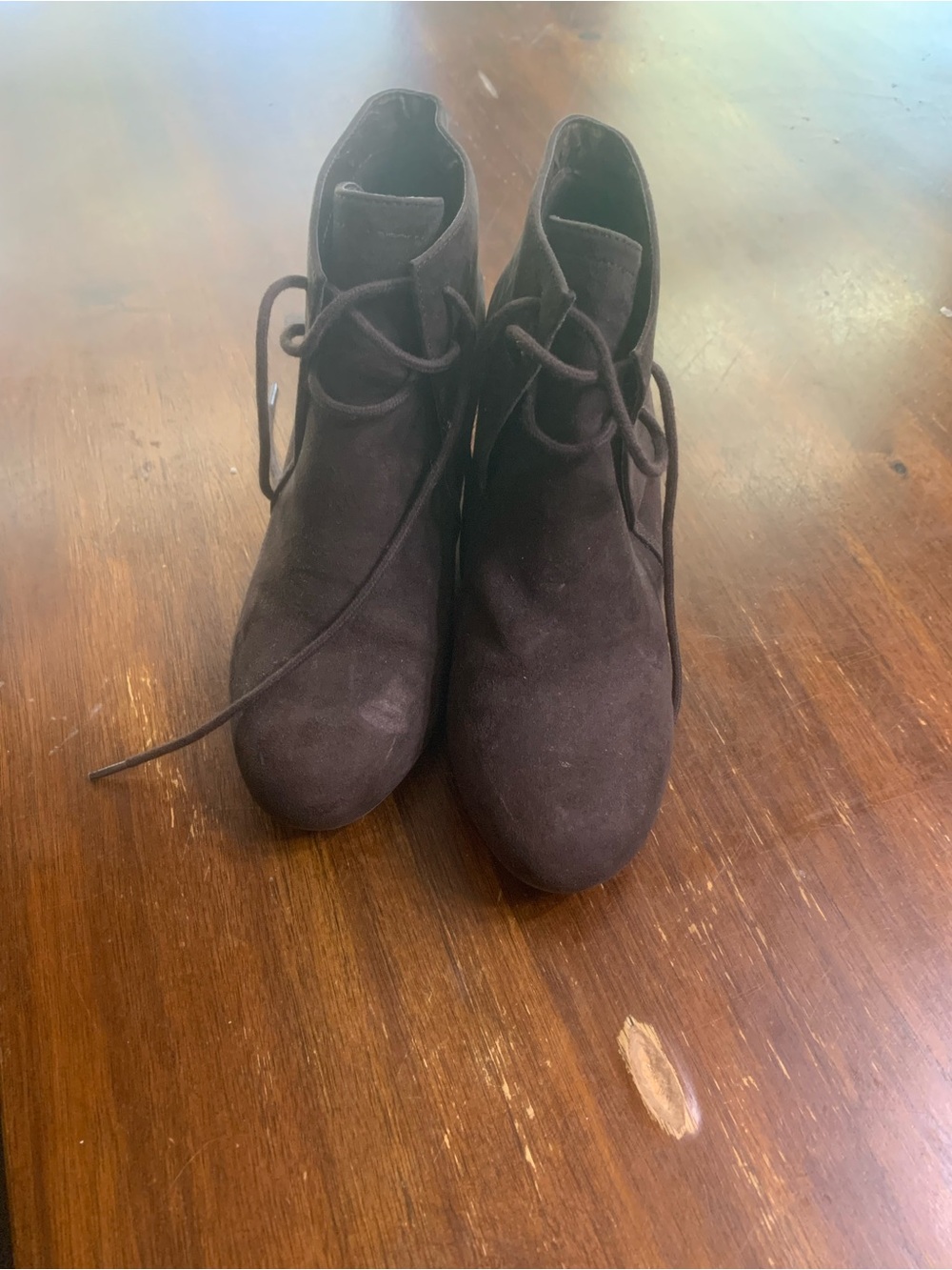 Women's Lace-Up Suede Ankle Booties in Black